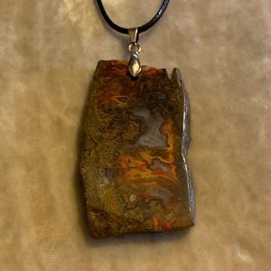 Natural Zhanguo Warring States Red Agate Slab Pendant & Black Cord Neckl…
